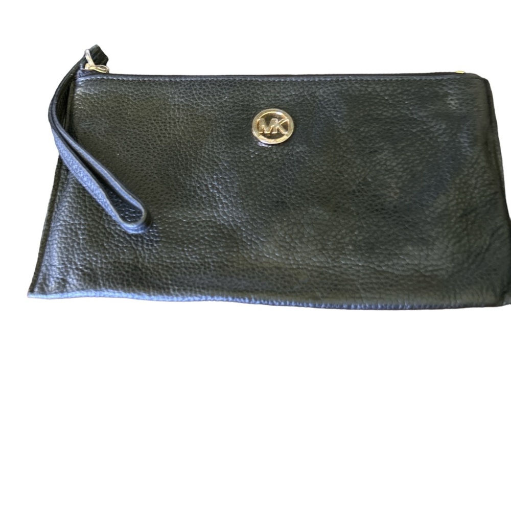 Michael Kors, Solid Black Leather Clutch - image 1